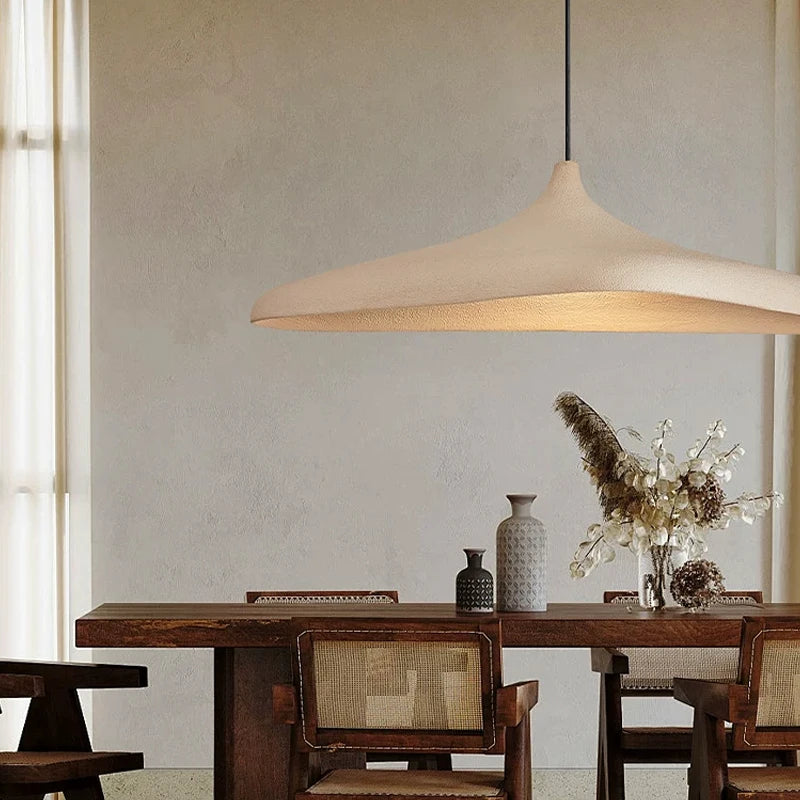 suspension led moderne beige fer câble noir lumière neutre chambre salon