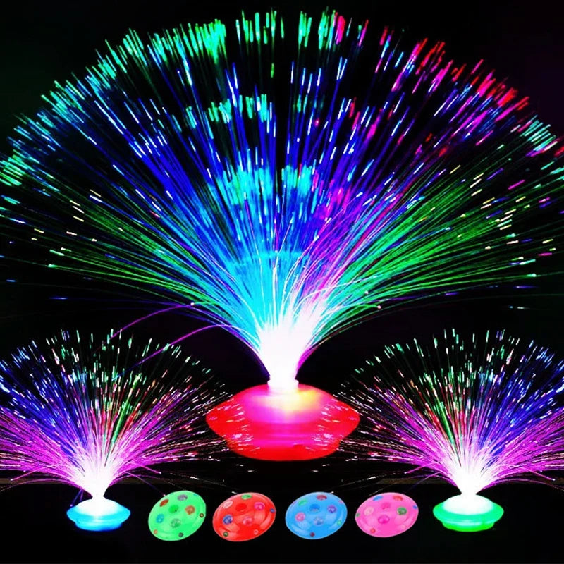 lumière led fibre optique colorée clignotante base circulaire adhésive multi couleurs violet bleu vert