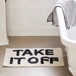 tapis bain moderne antidérapant blanc noir dents humoristique polyester
