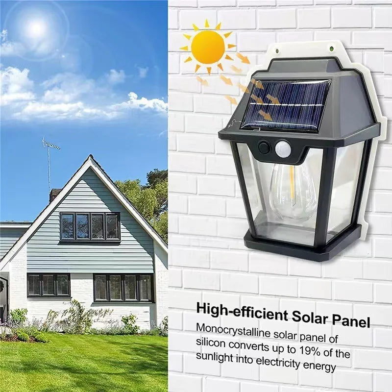 lampe murale solaire moderne transparente noir blanc ampoule led panneau solaire capteur mouvementextérieur