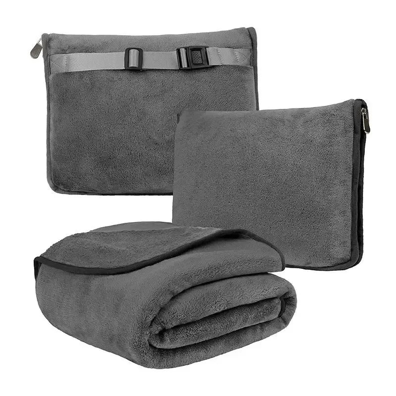 couverture velours corail portable anti boulochage voyage pique nique sac rangement gris compact