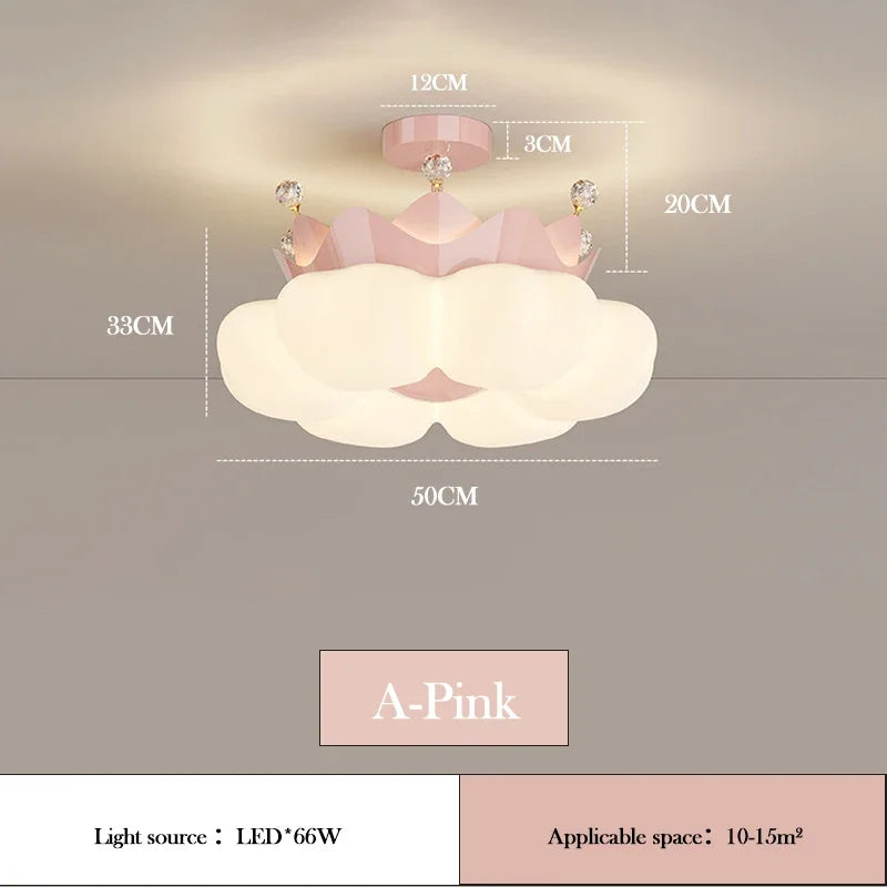 lampe suspendue moderne nuage blanche rose pâle brillante chaînes led minimaliste chambre enfant filles