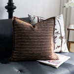 housse coussin marron motif arbre moderne décoration intérieure jacquard polyester 30x50cm 45x45cm fixations