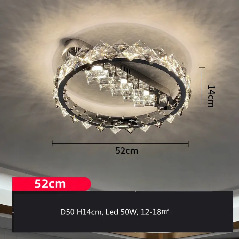 plafonnier crystal argenté moderne interrupteur bouton 2000 82000 lumens 15 30m²