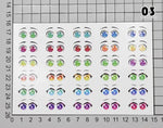 autocollants yeux stylisés multicolores dessin animé adhésifs argile polymère ultra légères diy bricolage travaux