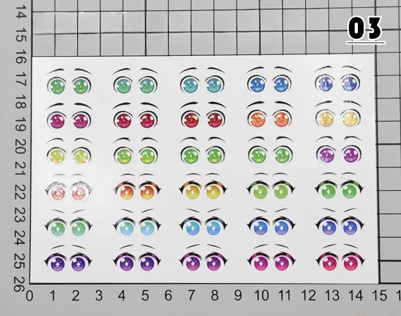 autocollants yeux stylisés multicolores dessin animé adhésifs argile polymère ultra légères diy bricolage travaux