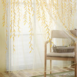 rideaux transparents motifs feuilles verte rose beige salon champêtre bohème poche tringle polyester