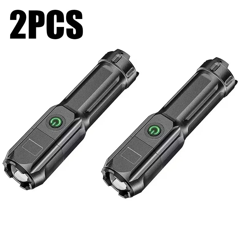 lampe torche télescopique rechargeable usb 10w 350 lumens moderne noire 100mètres étanche