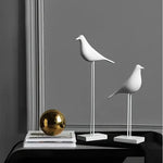statue oiseau résine noir blanc minimaliste décoration intérieure animal compagnie moderne sculpture