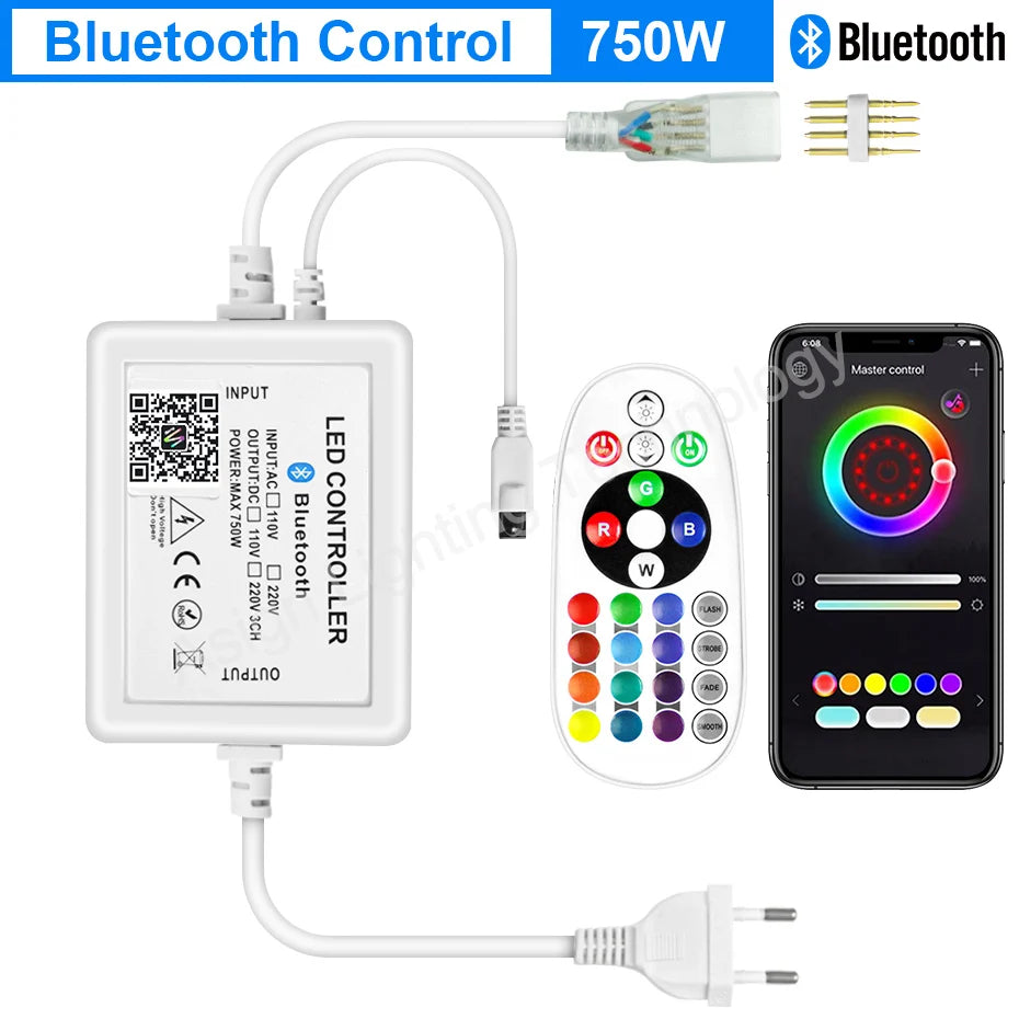 contrôleur led 220v 750w 1500w bluetooth tuya wifi télécommande noir blanc moderne