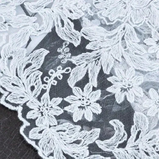 rideau tulle blanc floral dentelle transparent classique moderne chambre salon polyester