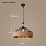 lampe suspendue industrielle corde naturelle marron clair métal structure ajustable salon chambre
