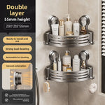 étagère salle bain gris moderne ventouse rangement bain murale ajourée crochets suction