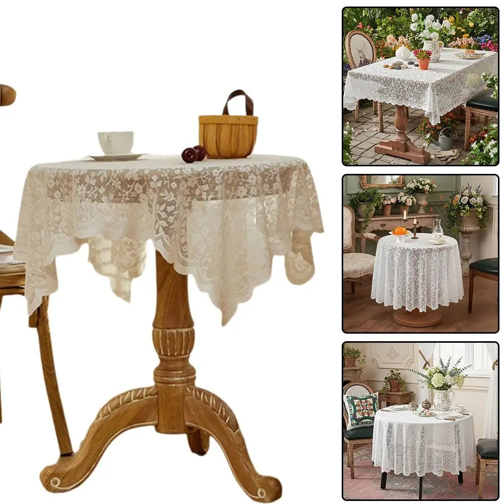 nappe table dentelle blanche fleur classique réception mariage pâques opacité réutilisable festive