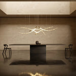 Suspension lumineuse moderne verre blanc doré branches transparentes 1070mm 1000mm