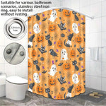 rideau douche halloween citrouilles fantômes chats araignées orange noir blanc violet 12 crochets opaques