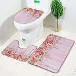 ensemble tapis bain salle bain rouge fleurs roses motif moderne coton doux décoratif