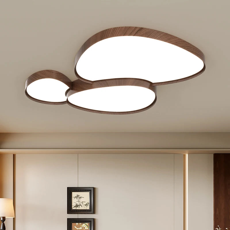 plafonnier moderne minimaliste plusieurs sources lumineuses éclairage blanc bois grainé