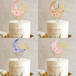 décoration gâteau or rose bleu boho chic pique bois fleurs géométrique İslam fête