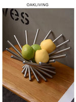 Corbeille à fruits design acier inoxydable vert avec fruits