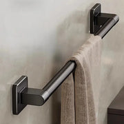 porte serviettes mural fixe adhésif serviette texturée barre métallique lisse moderne minimaliste gris foncé