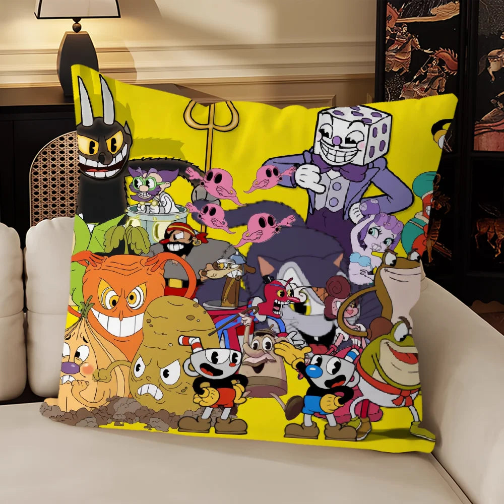 taies d'oreiller animées personnages cartoon jaune noir 40x40cm 45x45cm 50x50cm 60x60cm