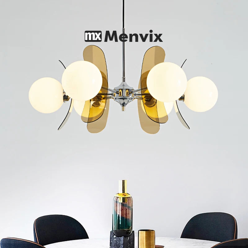 suspension lumineuse moderne disques géométriques blanc marron orange doré