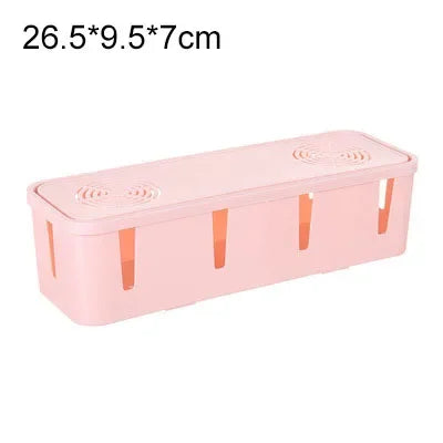 boîte rangement câbles rose clair moderne pratique 26cm 9,5cm 7cm