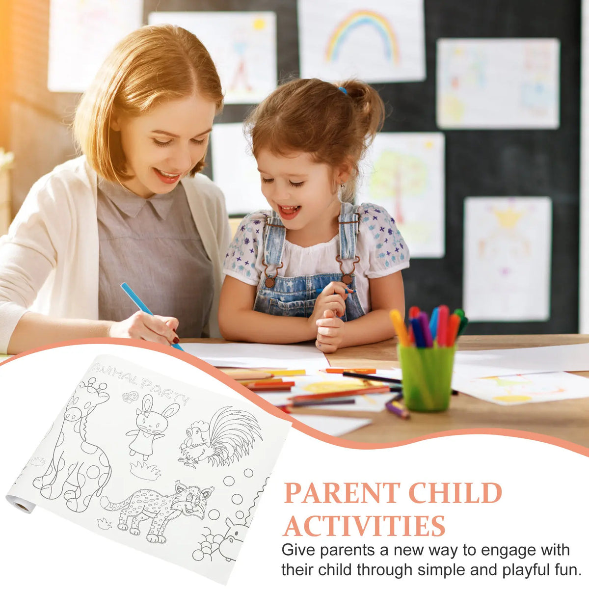 papier colorier géant illustré animaux floraux enfants opaques crayons couleurs stylos bille