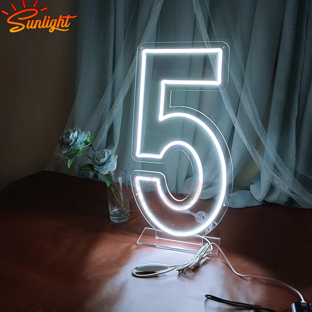 numéros led blanc moderne numéro support transparent câble alimentation 5v usb decoration anniversaire mariage