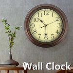 horloge murale classique vintage aiguille sans tic tac marron jaune cadrans chiffres romains salon