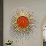 horloge murale moderne ornementale aiguille métal ornement solaire salon or