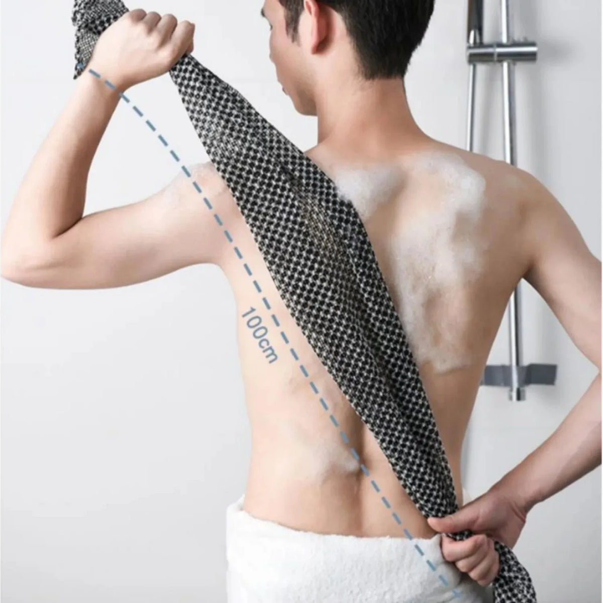 gant bain noir maille fine moderne nettoyage corps antibactérien éponge polyester usage multiple soins