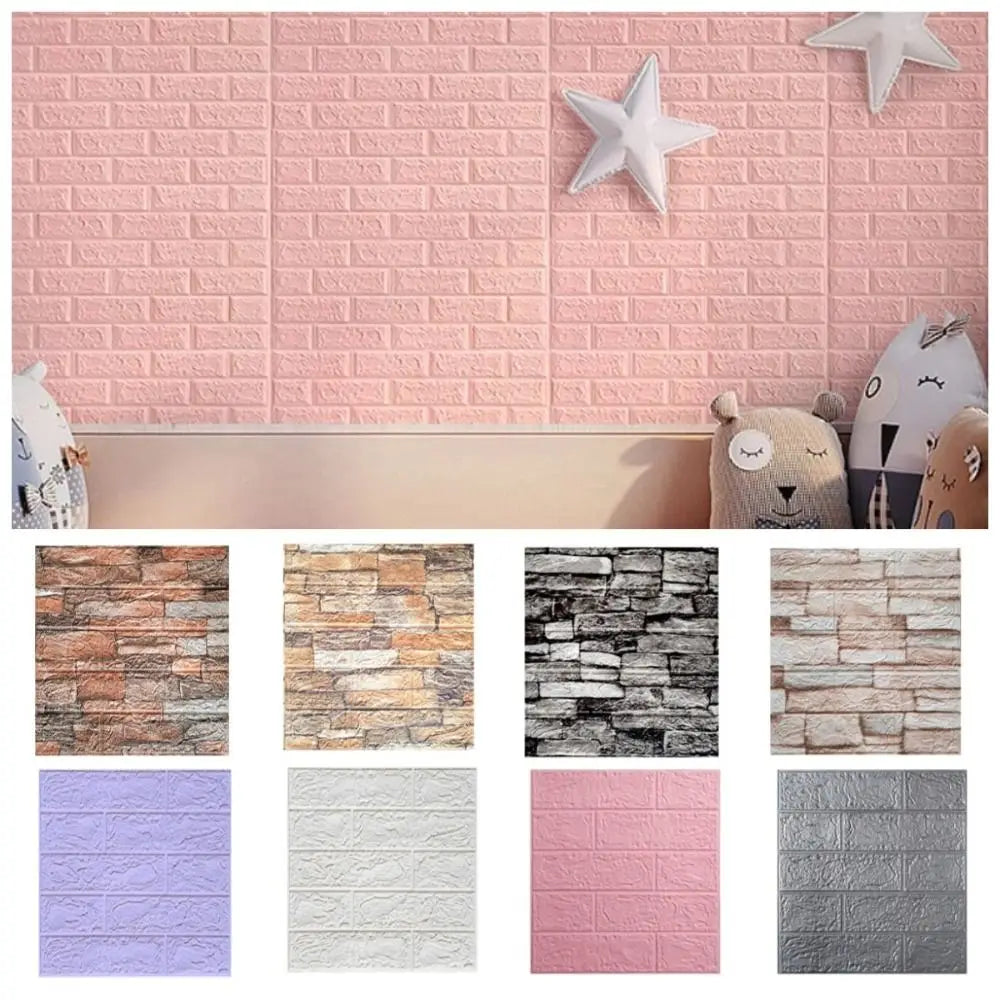 panneaux decoratifs murals adhesifs texture brique moderne marron beige gris résistants l'huile