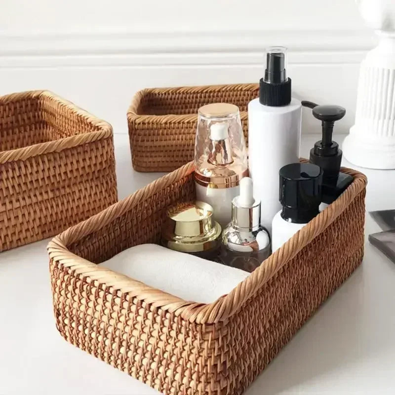 panier rotin tressé main grande capacité rangement fruits pain thé cosmétiques moderne rustique