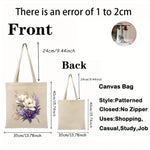 sac main toile floral beige fleurs blanches violettes respectueux environnement multifonction poignées tissu