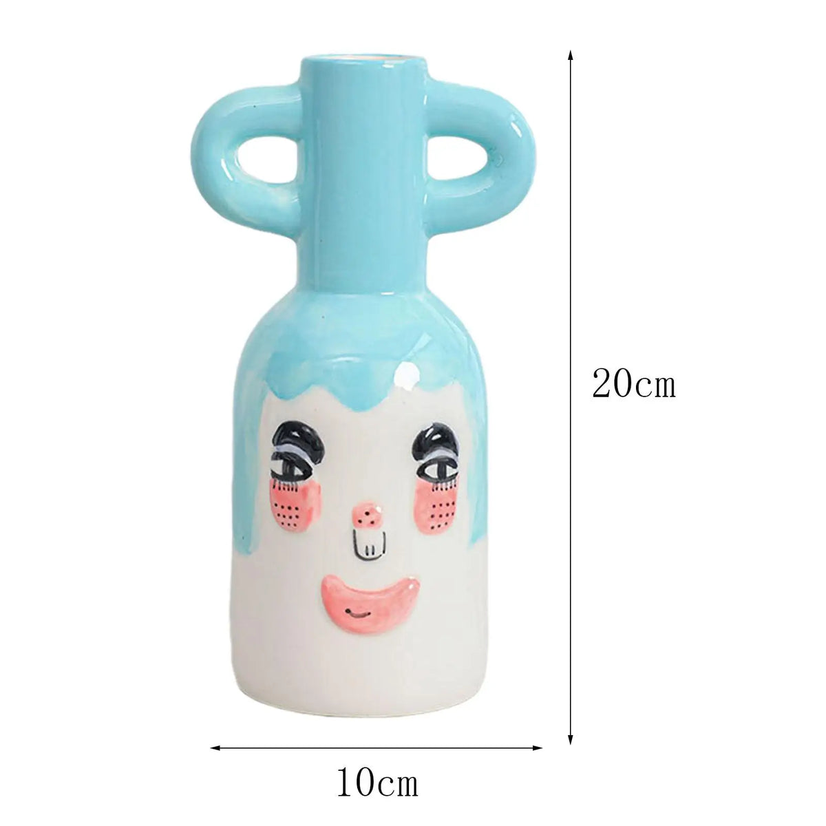 vase decoratif porcelainne stripes motif visage stylise decoration table centerpiece fleurs