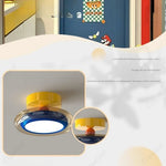 plafonnier moderne jaune bleu orange chambre enfant lumineux léger fixe décoratif figurines stickers ludique