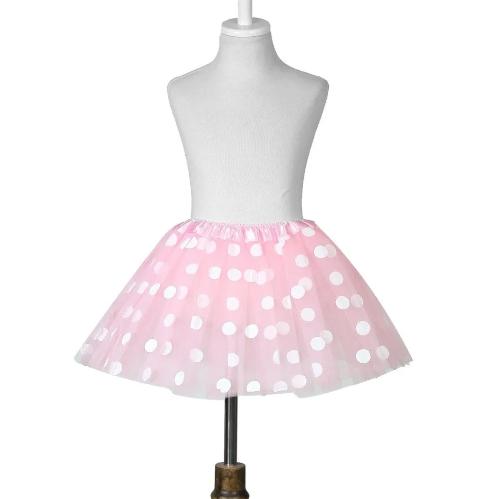 jupe tutu points rose clair rouge violet noir bleu clair orange féminine été junior