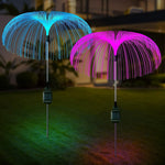 lumières solaires fibre optique contemporaines violet bleu rouge blanc vert jaune extérieures vacances jardinables