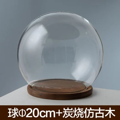 boule verre transparent socle bois décoration d'intérieur moderne objet d'exposition moderne