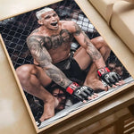 affiche ufc boxeurs moderne sportive noir blanc rouge jetro cadre bois chambre salonhôtel