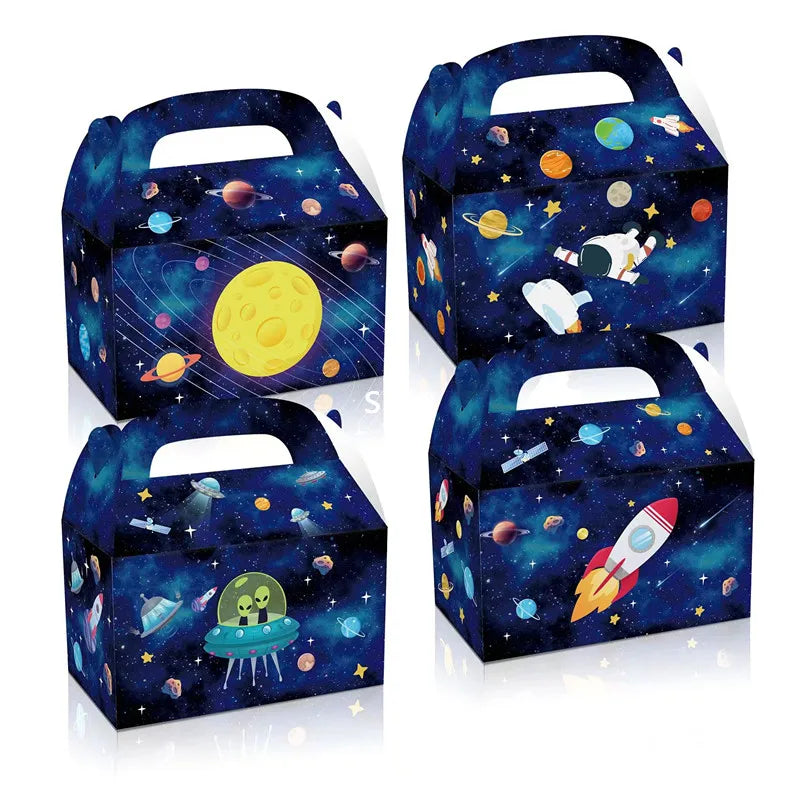 boîtes bonbons système solaire planètes astronautes sacs cadeaux enfants anniversaire noël mariage illustration