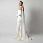 écharpe mariée voile blanc longue robe mariée élégante bohème