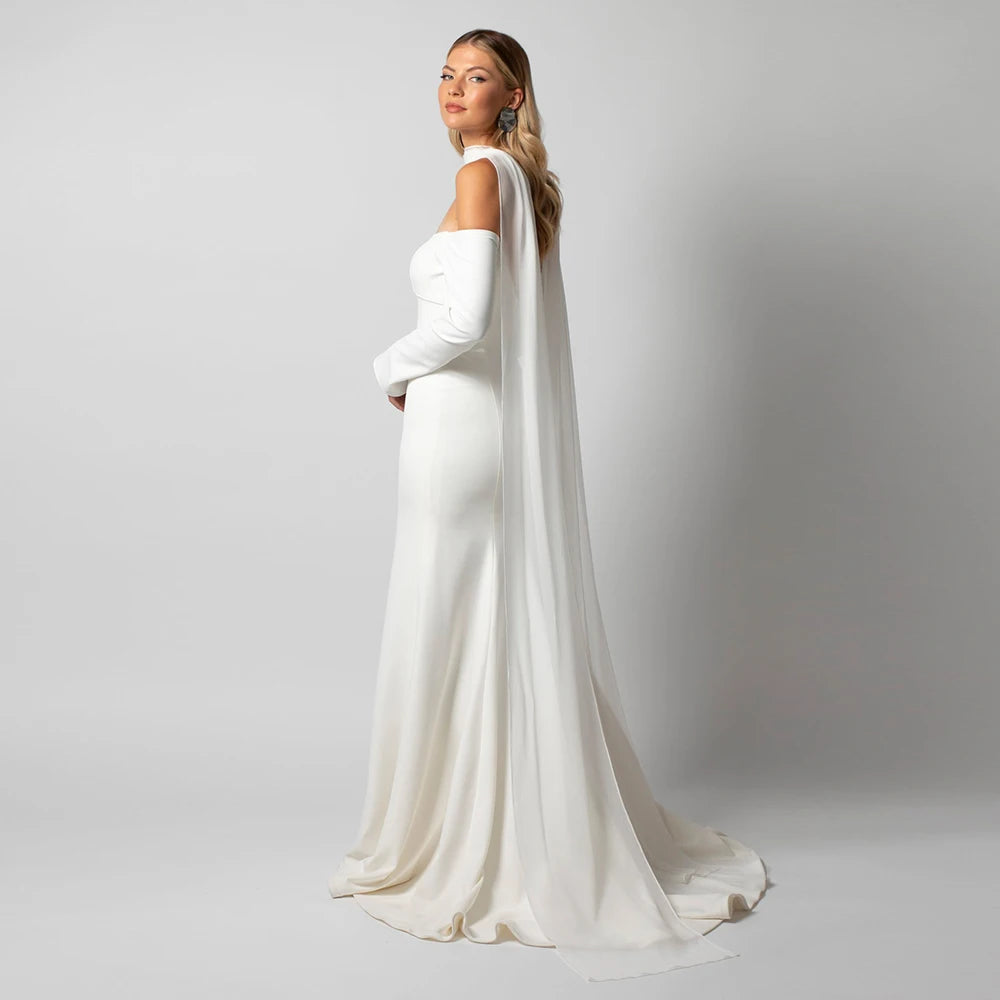 écharpe mariée voile blanc longue robe mariée élégante bohème