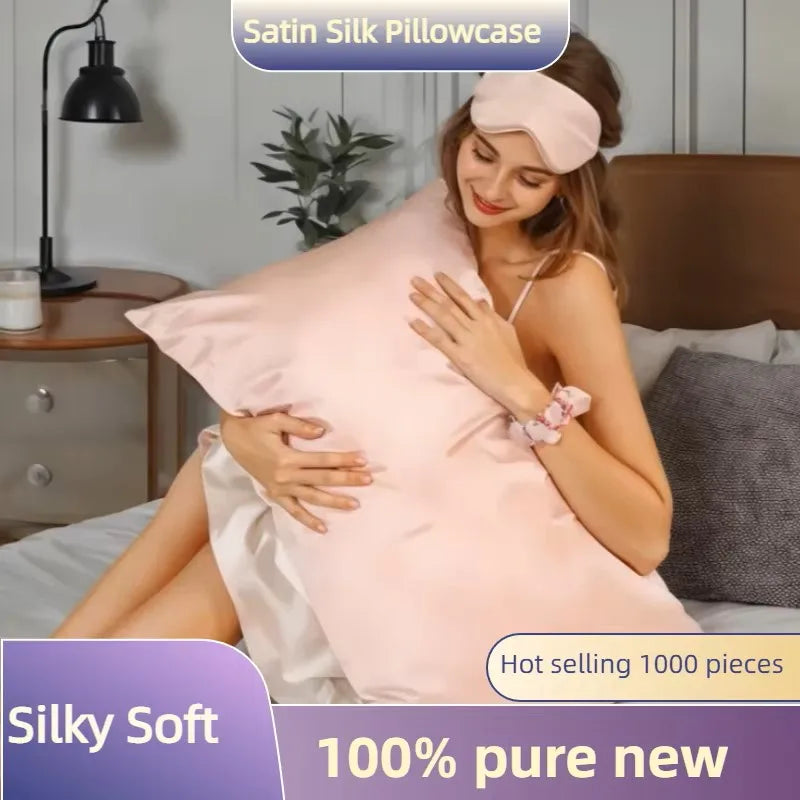 protège oreiller satin violet rose noir champagne moderne doux lit coton polyester