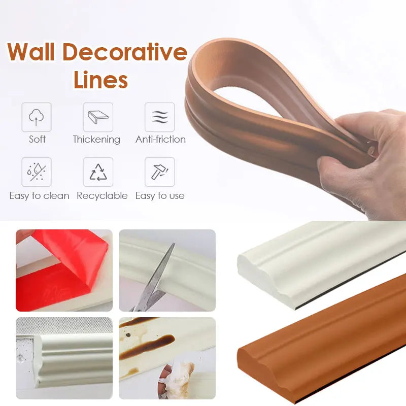 autocollants muraux adhésifs 5m orange blanc marron profilés texturés décoration mur classique bricolage DIY