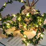 guirlande lumineuse feuilles vertes décoration extérieure noël mariage jardin led auto adhesive