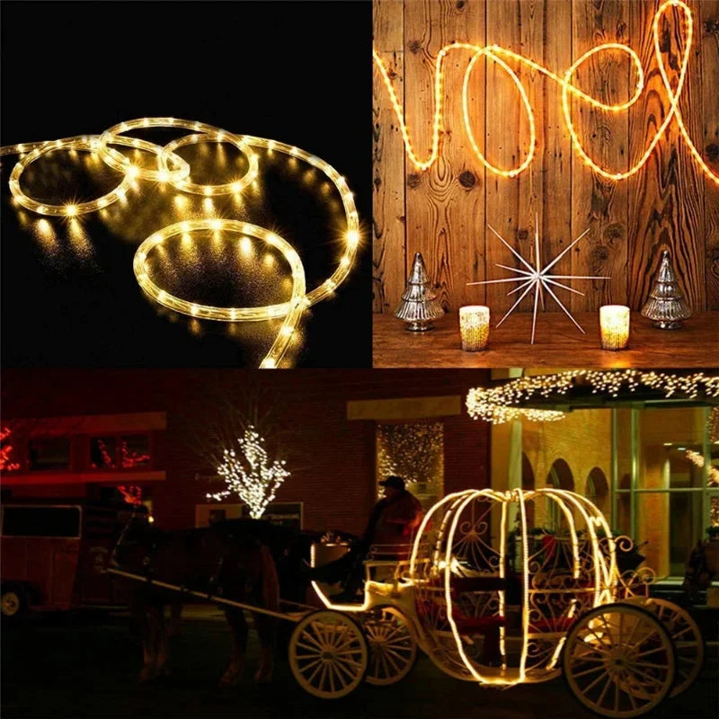 guirlande lumineuse moderne spirale adhésif blanc chaud extérieure led ip67 5mètres jardin noël