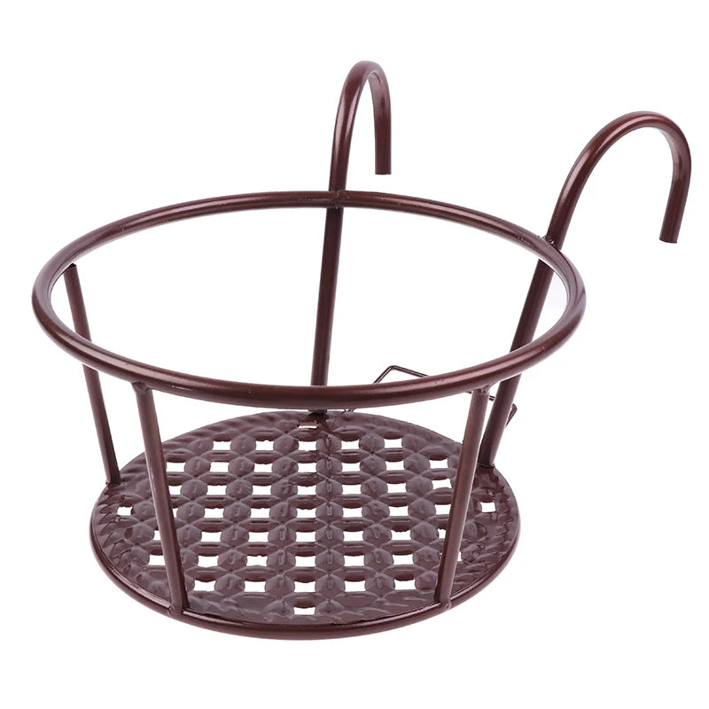 support fleurs moderne noir marron blanc grille métal crochetsextérieur balcon garde corps